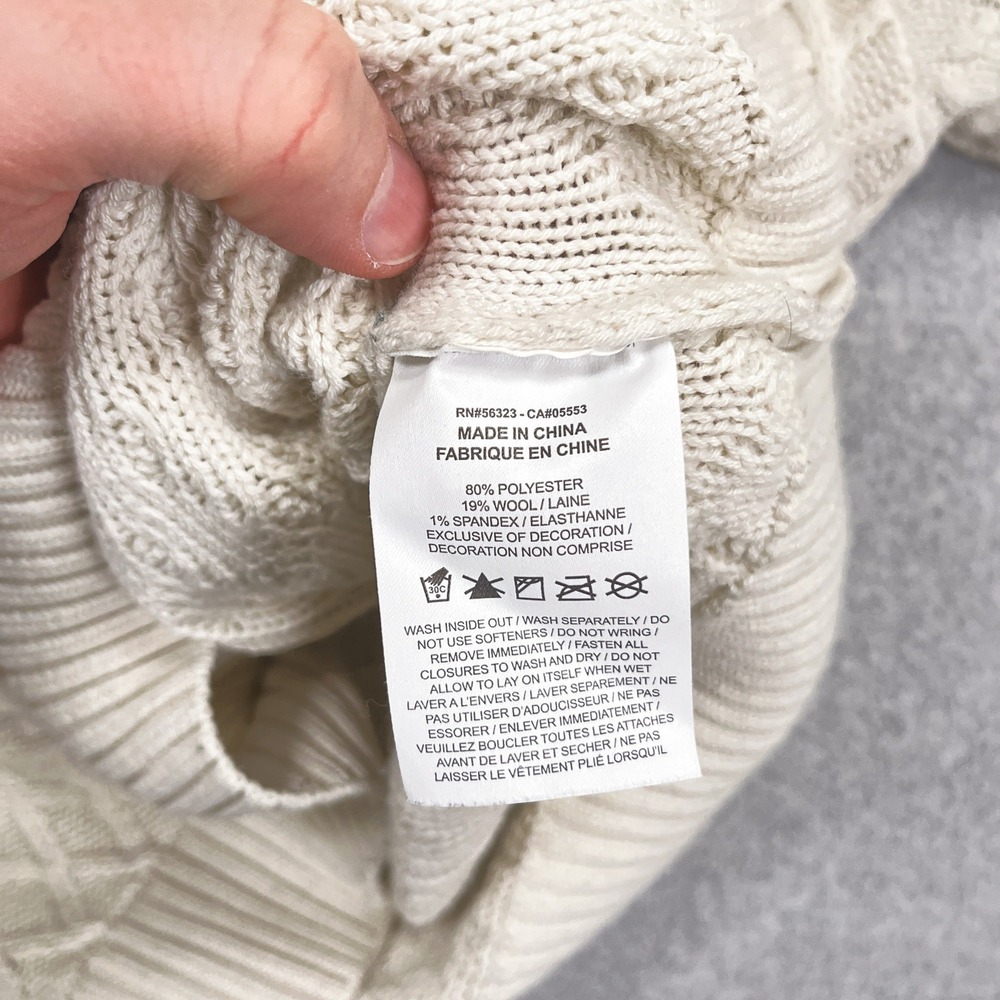 Nike Cable Knit Sweater Mens Small Ivory Turtleneck Swoosh Knit FB7770-072 - Picture 11 of 12